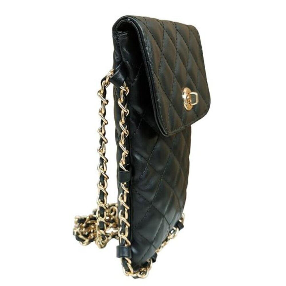 Cell Phone Crossbody Bag Quilted Vegan Leather Phone Purse with Soft Chain - Picture 12 of 13
